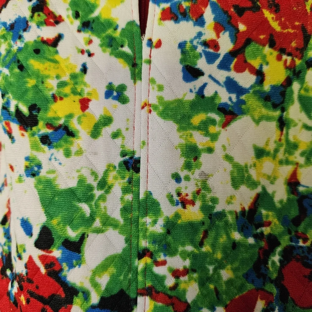 Catherine Malandrino Quilted Pleated Fawn Floral Dress Size 10 - Picture 6 of 7